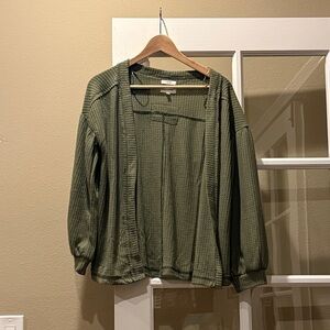 Blu Pepper Sage Green Open-Front Cardigan